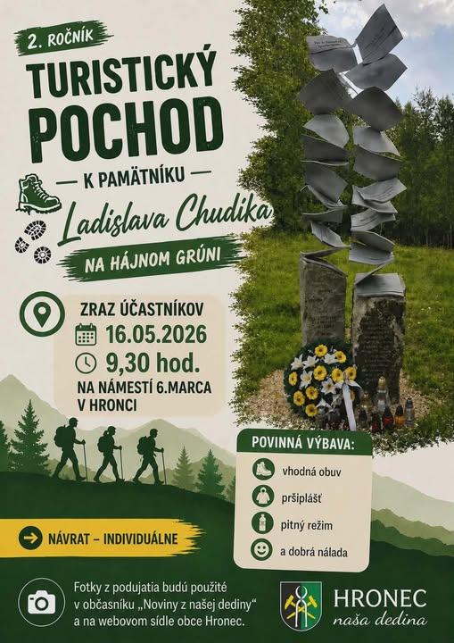 Turistický pochod k pamätníku Ladislava Chudíka 2026