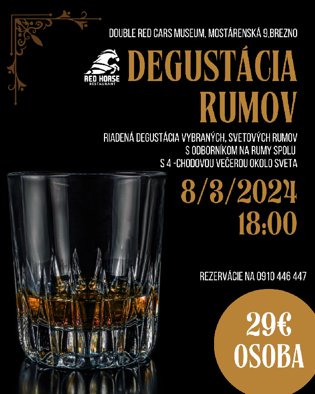 Degustácia rumov v Red Horse Restaurant
