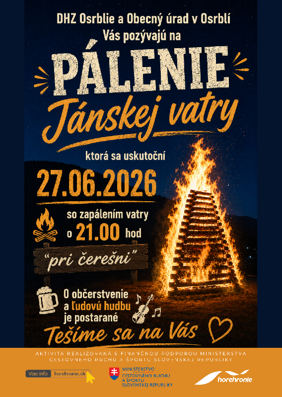 Pálenie Jánskej vatry v Osrblí 2026