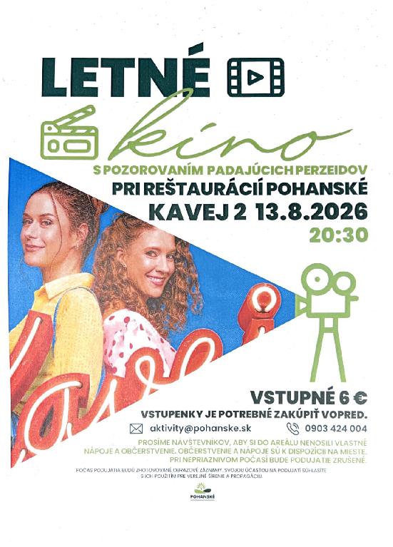 Letné kino pri reštaurácií Pohanské