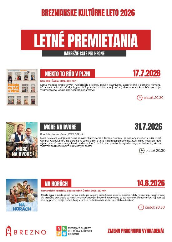 LETNÉ PREMIETANIA V BREZNE 2026