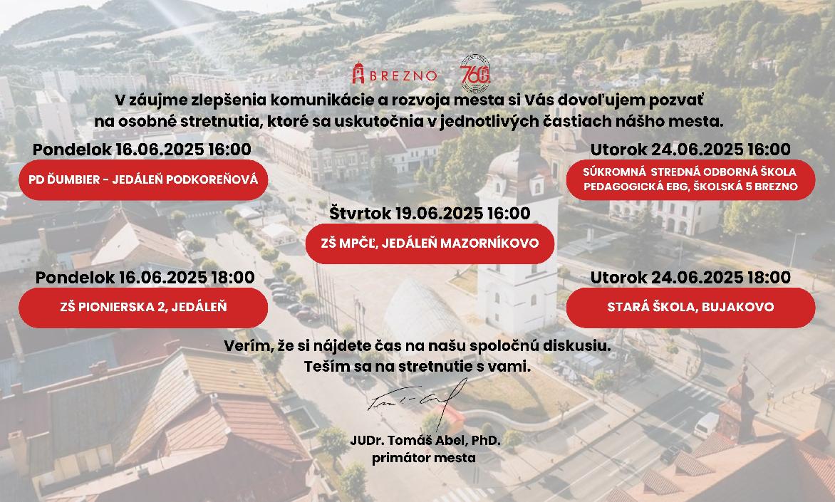 Osobné stretnutia s obyvateľmi mesta Brezno