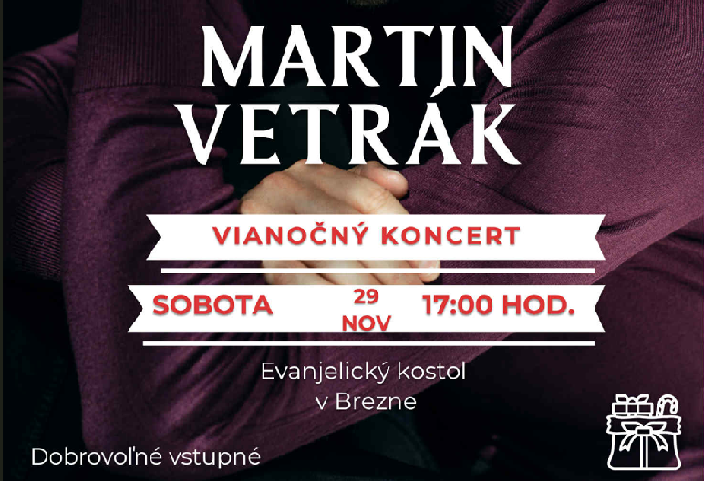 Vianočný koncert Martina Vetráka v evanjelickom kostole