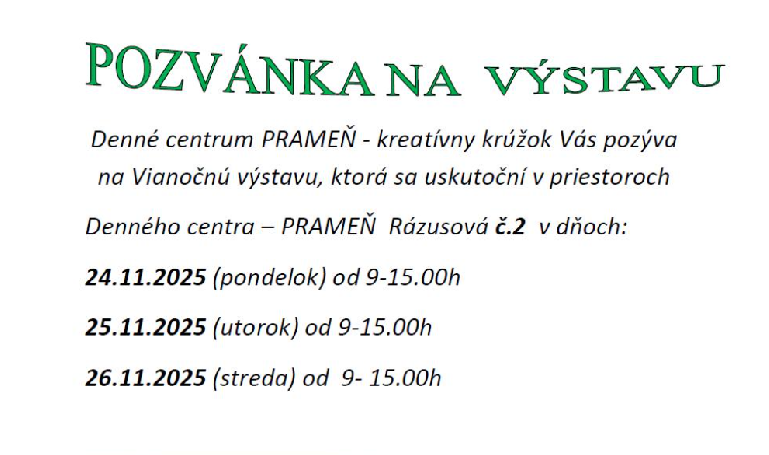 Pozývame vás na Vianočnú výstavu!