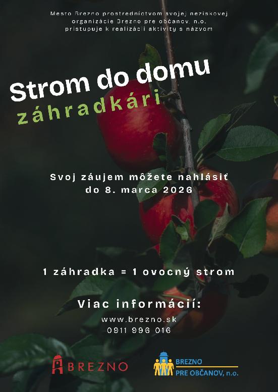 Záhradkári v Brezne vysadia viac ako 150 ovocných stromov. Dostanú ich od mesta zadarmo