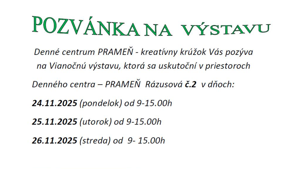 Pozývame vás na Vianočnú výstavu!