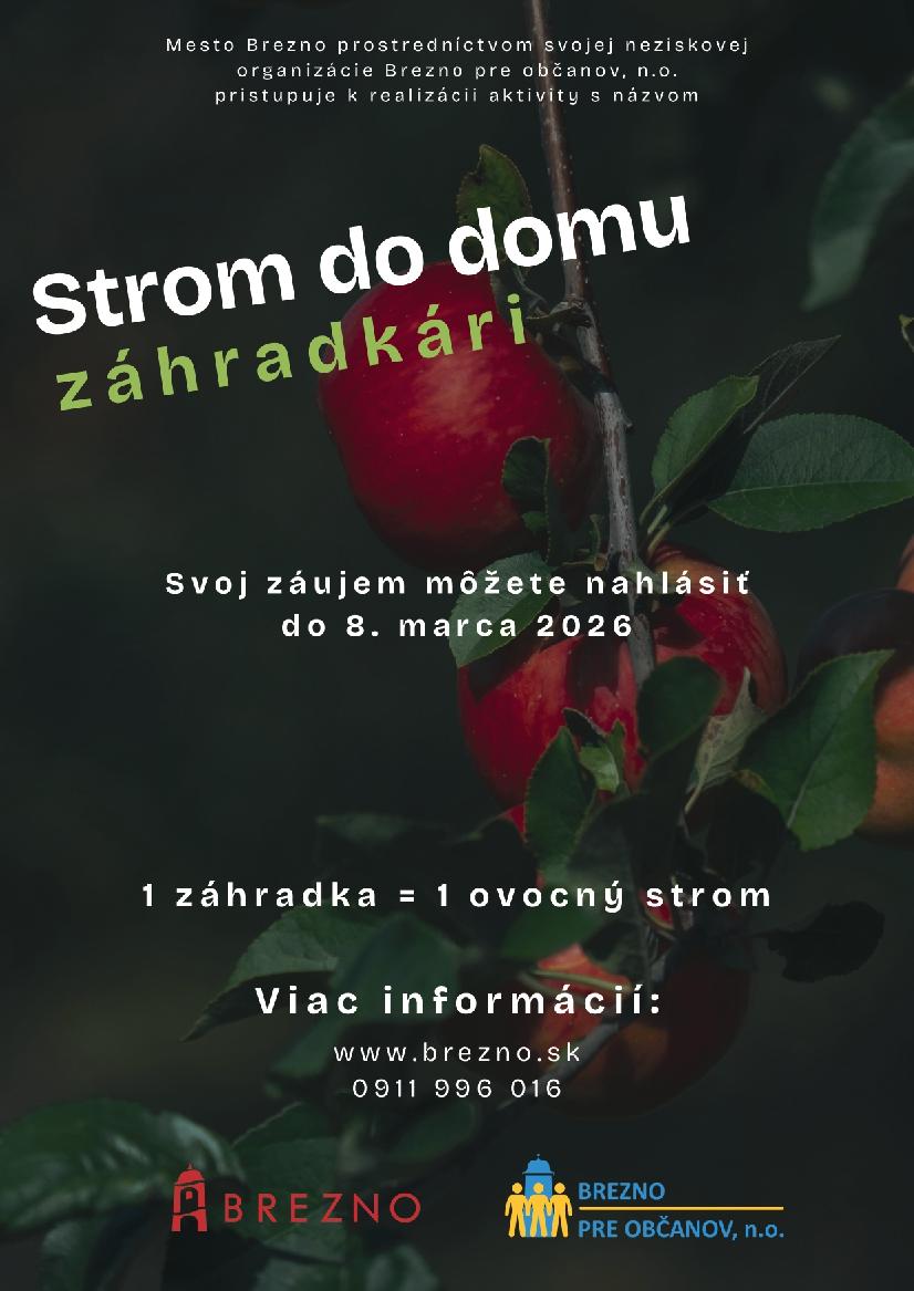Záhradkári v Brezne vysadia viac ako 150 ovocných stromov. Dostanú ich od mesta zadarmo