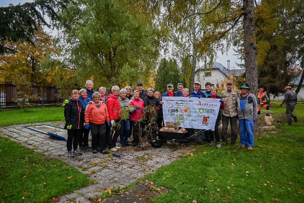 Seniori čistili priestory minigolfu po odstránení vyschnutých stromov